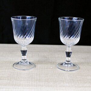 2 Cristal D'Arques-Durand Volute Cordial Shot Glasses Swirl Optic Pattern MCM